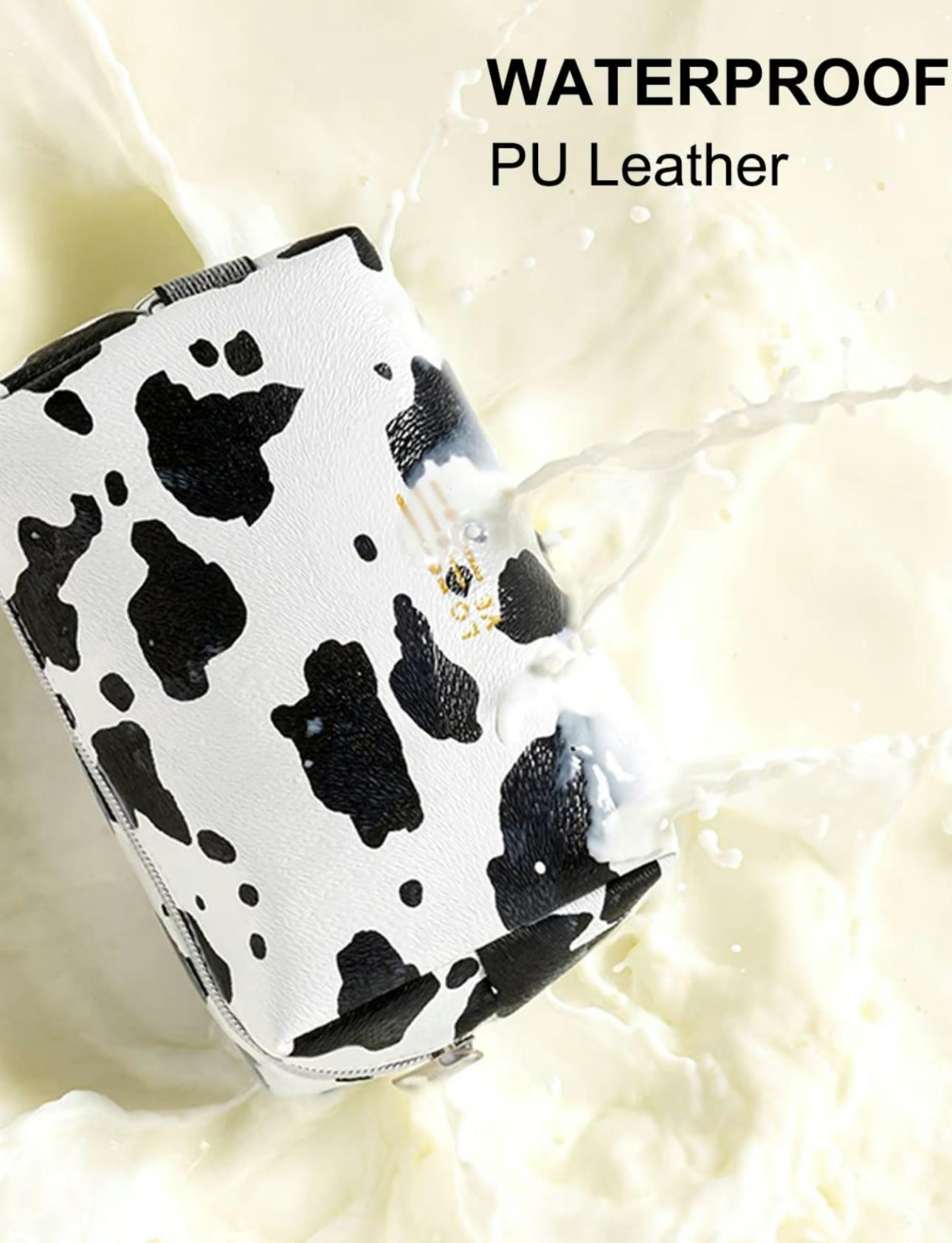 Small Cow Print Cosmetic Bag