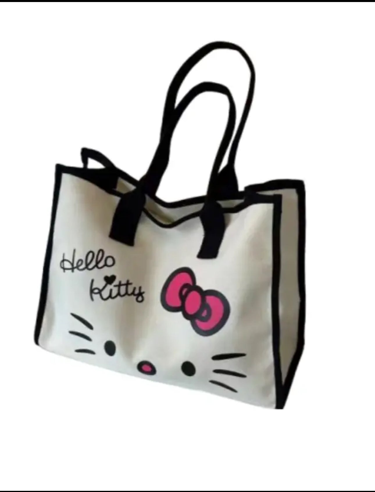 Kitty Tote in Black Trim. Canvas Material
